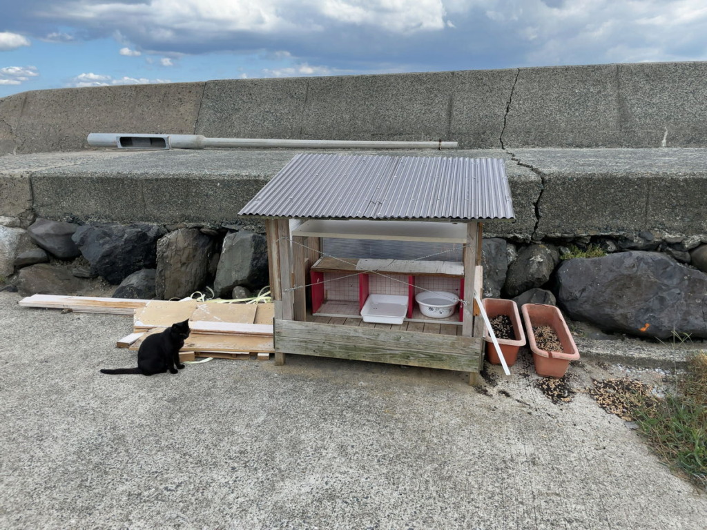 相島の港近くにある猫用の家